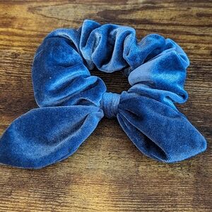 Blue Velvet Hidden Pocket Scrunchie New!